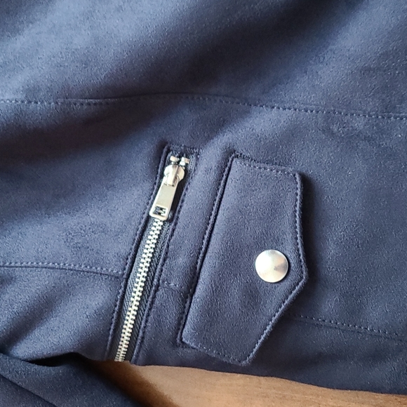 🎉Host Pick🎉 Banana Republic Navy Blue Vegan Suede Biker Jacket - Picture 4 of 9